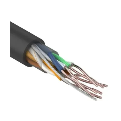 Витая пара U/UTP 4PR 24AWG CU медь CAT5e PE черный OUTDOOR бухта 25м