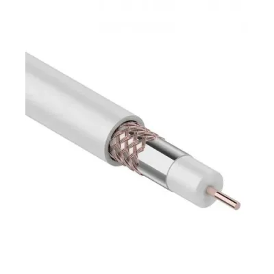 Кабель коаксиальный RG-6U, 75 Ом, Cu/Al/Cu, 75%, IN, белый, 100 м