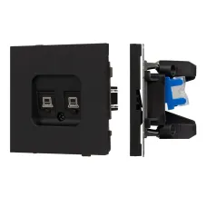 Механизм компьютерной розетки двойной SCT-TENDO-MPC2-SFPL-BK, RJ-45, CAT6, Чёрный