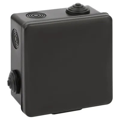 Распаячная коробка ЭРА KOR-100-100-50-8g-B открытой установки черная 100х100х50мм с гермовводами 8 вх. IP54