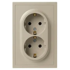 Розетка скрытого монтажа в рамку с заземлением двойная 2X2P+E Schuko со шторками IP20 16А-250В шампань 15-2105-04 Galaxy