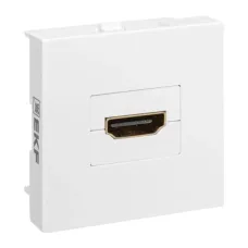 Розетка HDMI 45x45, 2 модуля, 1 гнездо, без индикатора, белая EKF