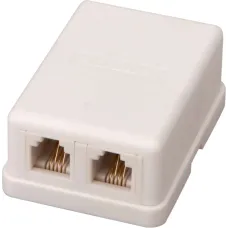 Розетка телефонная внешняя, 2 порта UTP, RJ-14    (6P4C), CAT 3 (50шт/уп)