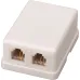 Розетка телефонная внешняя, 2 порта UTP, RJ-14    (6P4C), CAT 3 (50шт/уп)