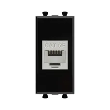 Avanti Компьютерная розетка RJ-45 без шторки      модульная, кат.5е экранированная, Черный квадрат 1модуль