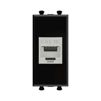 Avanti Компьютерная розетка RJ-45 без шторки      модульная, кат.5е экранированная, Черный квадрат 1модуль