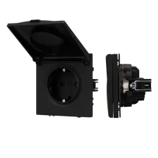 Механизм розетки влагозащищённый SCT-NOBE-MCP-SFPL-BK 230V, 16A, Чёрный, 1 пост