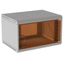 Шкаф настенный 19' 6U 600х450мм стеклянная дверь (без задн. стенки) RAL 7035