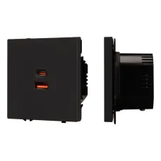 Механизм розетки с быстрой USB зарядкой SCT-NOBE-MUAC-SFPL-FC-BK, 65W, QC3, Чёрный
