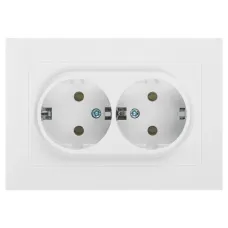 Розетка Intro Accent 6-205-01 2X2P+E Schuko, 16А-250В, IP20, СУ, AL/CU, белый