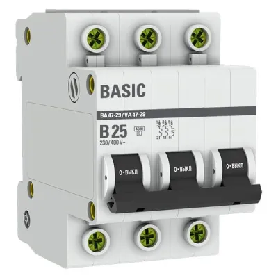 Выключатель автоматический 3P 25А (B) 4,5кА ВА 47-29 Basic