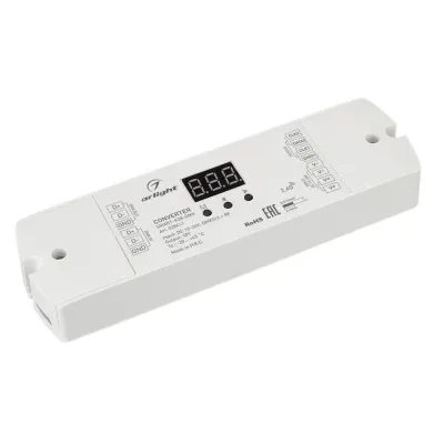Конвертер SMART-K38-DMX 12-24V, SPI, 2.4G ARL, IP20 пластик, 5 лет