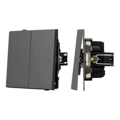 Механизм выключателя двухклавишный непроходной SWT-TENDO-MK02-SFPL-GR 230V, 10A, Серый, 1 пост