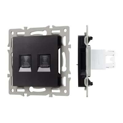 Механизм компьютерной розетки двойной SCT-MPC2-PL-BK RJ-45, CAT6