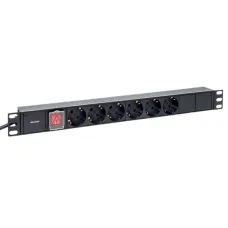 Блок розеток PDU TERACOM 19' 1U 16А/250В 6 роз. Schuko с выключателем шнур 2 м 3x1.5 мм2 вилка Schuko корпус пластик черный