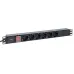 Блок розеток PDU TERACOM 19' 1U 16А/250В 6 роз. Schuko с выключателем шнур 2 м 3x1.5 мм2 вилка Schuko корпус пластик черный