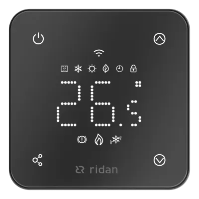 Комнатный сенсорный термостат RSmart-FB с Wi-Fi подключением 230V, встраиваемый,  черный