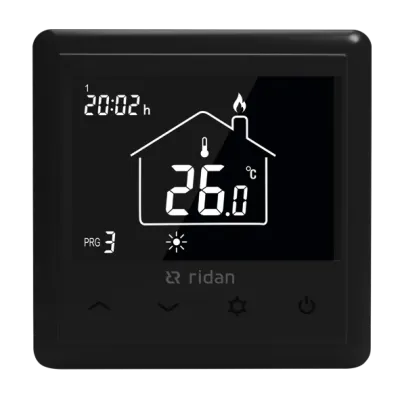 WT-RB прог. электронный комнатный термостат 230V, черный корпус и дисплей, встраиваемый