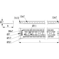 Лоток перфорированный 400х50 L3000, цинк-ламельный