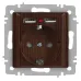 Розетка Intro Accent 6-410-10 , P+E Schuko со шторками, 16А-250В + 2хUSB, IP20, СУ, венге