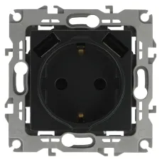 12-4109-05 ЭРА Розетка 2P+E 16A-250В, штор. с 2xUSB 5В-3А, Эра12, антрацит (10/100/2000)