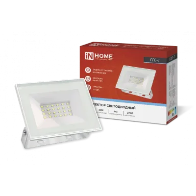 Прожектор светодиодный СДО-7 30 Вт 6500К IP65 белый IN HOME