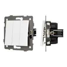 Механизм выключателя трехклавишный непроходной SWT-MK03-PL-WH-V 250V, 10A