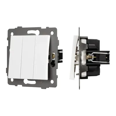 Механизм выключателя трехклавишный непроходной SWT-MK03-PL-WH-V 250V, 10A