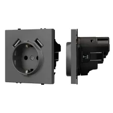 Механизм розетки с USB зарядкой SCT-NOBE-MUAA-SFPL-GR 230V, 16A, Серый, 3 поста