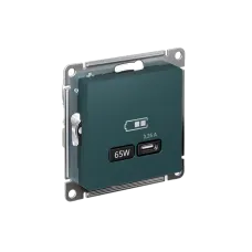 ATLASDESIGN USB розетка тип-С 65Вт высокоскор.заряд. QC, PD, механизм, изумруд
