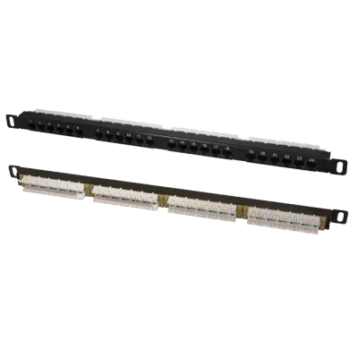 Патч-панель высокой плотности 19', 24хRJ-45, UTP, Cat.5e, 0,5U