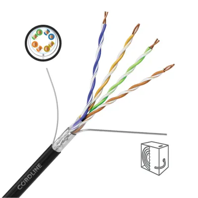 Кабель витая пара СORDLINE F/UTP 5e Сu 4х2х0.51 PE OUT PROF черный 305м