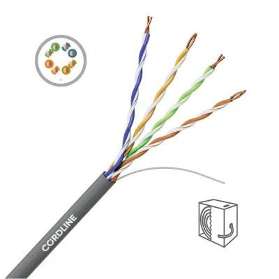 Кабель витая пара СORDLINE U/UTP 5e Сu 4х2х0.46 PVC IN BASE серый 305м