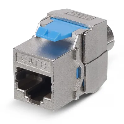 Вставка Keystone Jack RJ-45(8P8C), 180 градусов, категория 8, полный экран, без инструмента Toolless