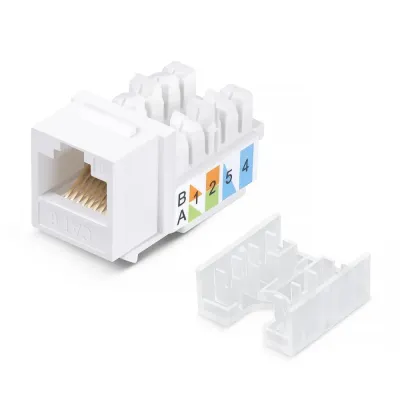 Вставка Keystone Jack RJ-45, категория 6, заделка тип 110, белая, со стяжкой