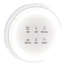 Светодиодная лента 24В COB 12Вт/м 6000K 5м IP20 10184