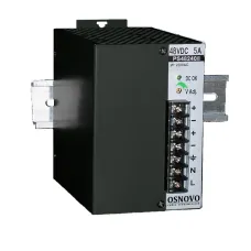 Промышленный блок питания. 1 выход DC48V, 5A (240W). Входное напряжение AC230V. КПД 84%. Защита от короткого замыкания, перенапряжения и перегрузки. Вст