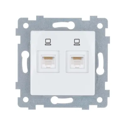 Мария Механизм розетки низковольтной ПК/ПК 2 гнезда скр.уст. РК2-471 белый