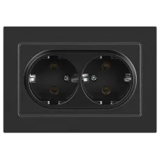 Розетка Intro Accent 6-205-07 , 2X2P+E Schuko, 16А-250В, IP20, СУ, AL/CU, графит
