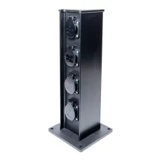 Пост питающий колонна с розетками EVOL 1102-482-1. Корпус колонны: аллюминий/пластик. Вход: Клеммы 10 мм? - 3 шт. Выход: Розетка Schuko 220VAC 16A IP54 - 4шт.