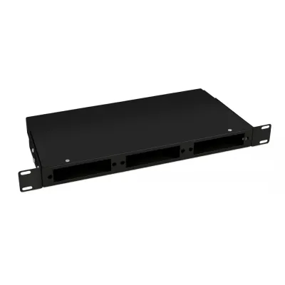 Кросс бокс оптический 19'' 1U на 3 адаптерные панели. цвет черный