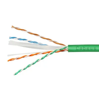 Витая пара UTP (U/UTP), категория 6, 4 пары (23 AWG), одножильный, нг(А)-LSLTx, зеленый (50 м)