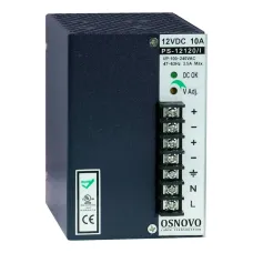 Промышленный блок питания. DC12V, 10A (120W). Диапазон входных напряжений AC100-240V. КПД 80%. Регулировка выходного напряжения в диапазоне 11-13V. Защита о