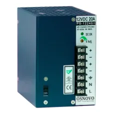 Промышленный блок питания. DC12V, 20A (240W). Диапазон входных напряжений AC115, 230V. КПД 80%. Регулировка выходного напряжения в диапазоне 11-13V. Защита о