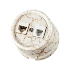 Розетка телефонная RJ11 + компьютерная RJ45 мраморная Болонь TDM