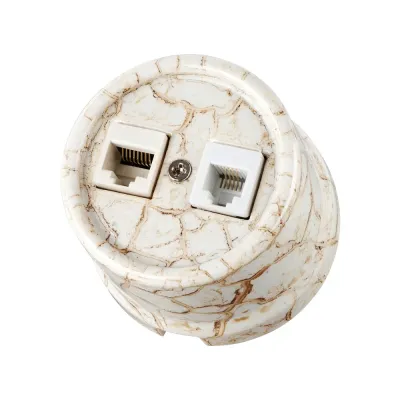 Розетка телефонная RJ11 + компьютерная RJ45 мраморная Болонь TDM