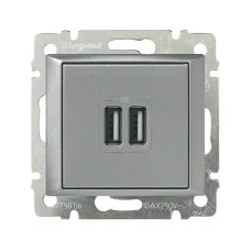 Розетка USB A+A 15Вт алюминий VALENA
