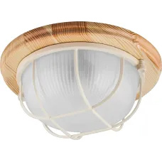 Светильник накладной IP54, 220V 60Вт Е27, дерево, клен, круг, с решеткой, НБО 03-60-012, 11570