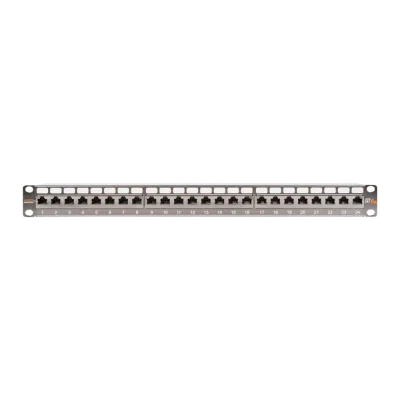 Панель 19'', 1U, 24 порта, Кат.6a, RJ45/8P8C, экран., металлик