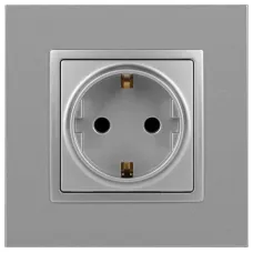 14-2101-03 ЭРА Розетка 2P+E Schuko, 16A-250В, IP20, Эра Elegance, алюминий (10/100/3500)